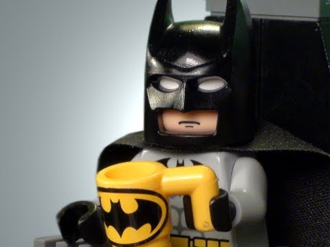Batman drinking coffee